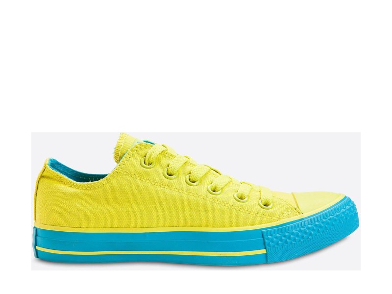 Svetlo zelené plátené tenisky Veemes Light Green And Blue s tyrkysovou podrážkou